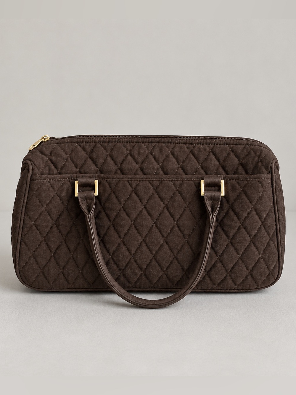 Vera Bradley Quilted Brown Handled Satch Purse Handbag Brown